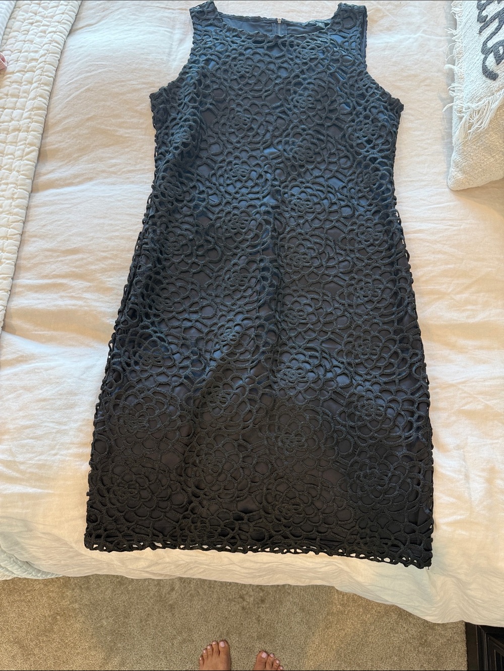 Banana Republic Black Floral Crochet Midi Dress